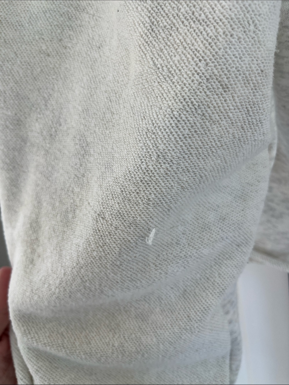POL Cream Heather Gray Raw Hem Balloon Sleeve Crop Jacket Sweatshirt Shacket M - Picture 4 of 11